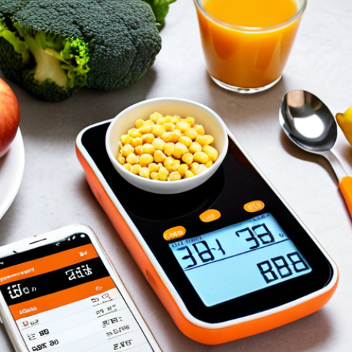 Home 19 **Image Prompt:** A well-organized nutritionist's kit, featuring a digital weighing machine, measuring cups and spoons, a nutrition tracker app on a phone, an inch tape, and a BMI calculator. The scene should convey a sense of preparedness and professionalism in diet management.