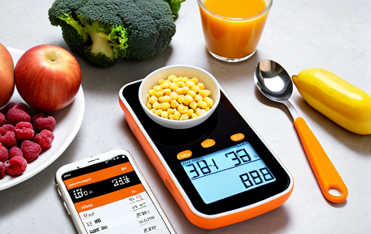 **Image Prompt:** A well-organized nutritionist's kit, featuring a digital weighing machine, measuring cups and spoons, a nutrition tracker app on a phone, an inch tape, and a BMI calculator. The scene should convey a sense of preparedness and professionalism in diet management.