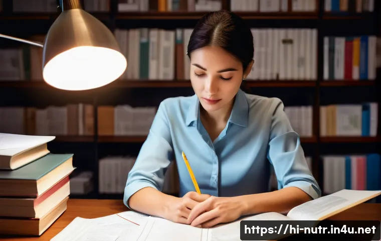 영양사 필수 도서 추천 - **Prompt:** A focused, determined female nutritionist in her late 30s, dressed in smart casual profe...