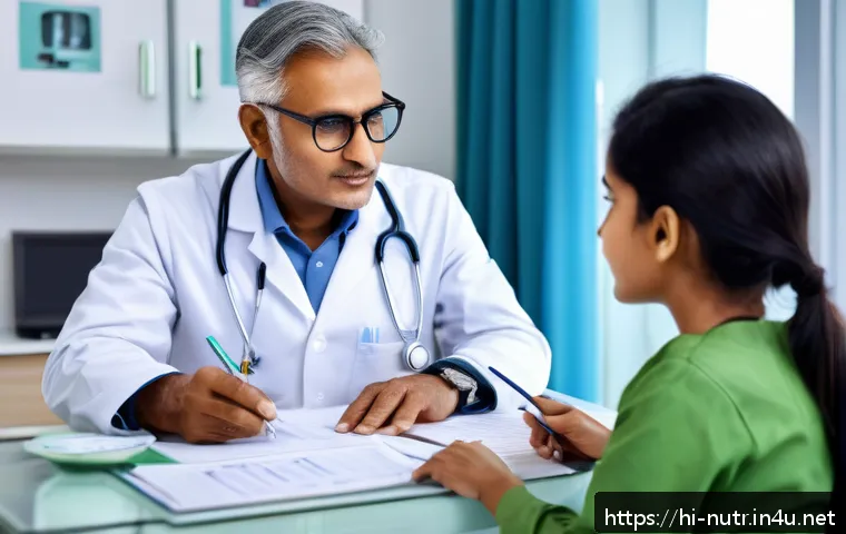 영양사 자격증으로 할 수 있는 일 - A professional Indian nutritionist in a modern hospital consultation room, wearing smart casual atti...