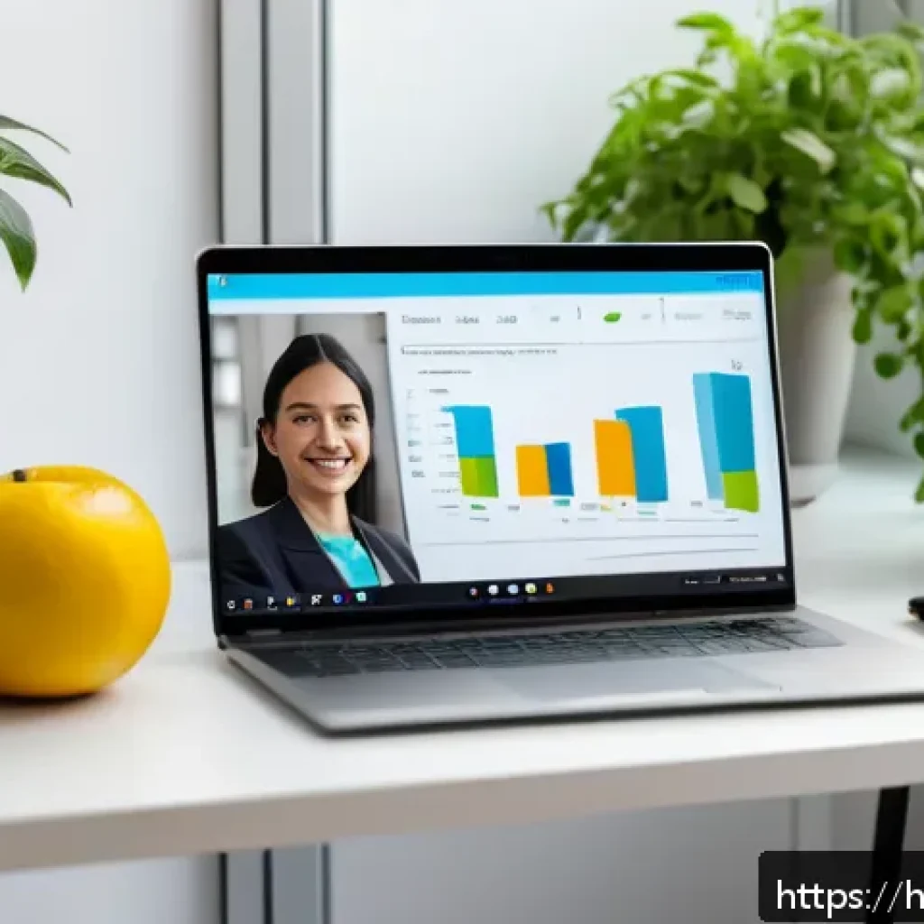 영양사 업무에서 필요한 컴퓨터 기술 - A professional nutritionist conducting an online consultation session via Zoom on a laptop, showing ...