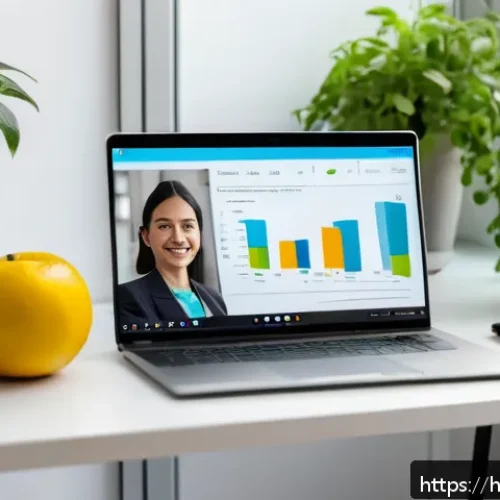 영양사 업무에서 필요한 컴퓨터 기술 - A professional nutritionist conducting an online consultation session via Zoom on a laptop, showing ...